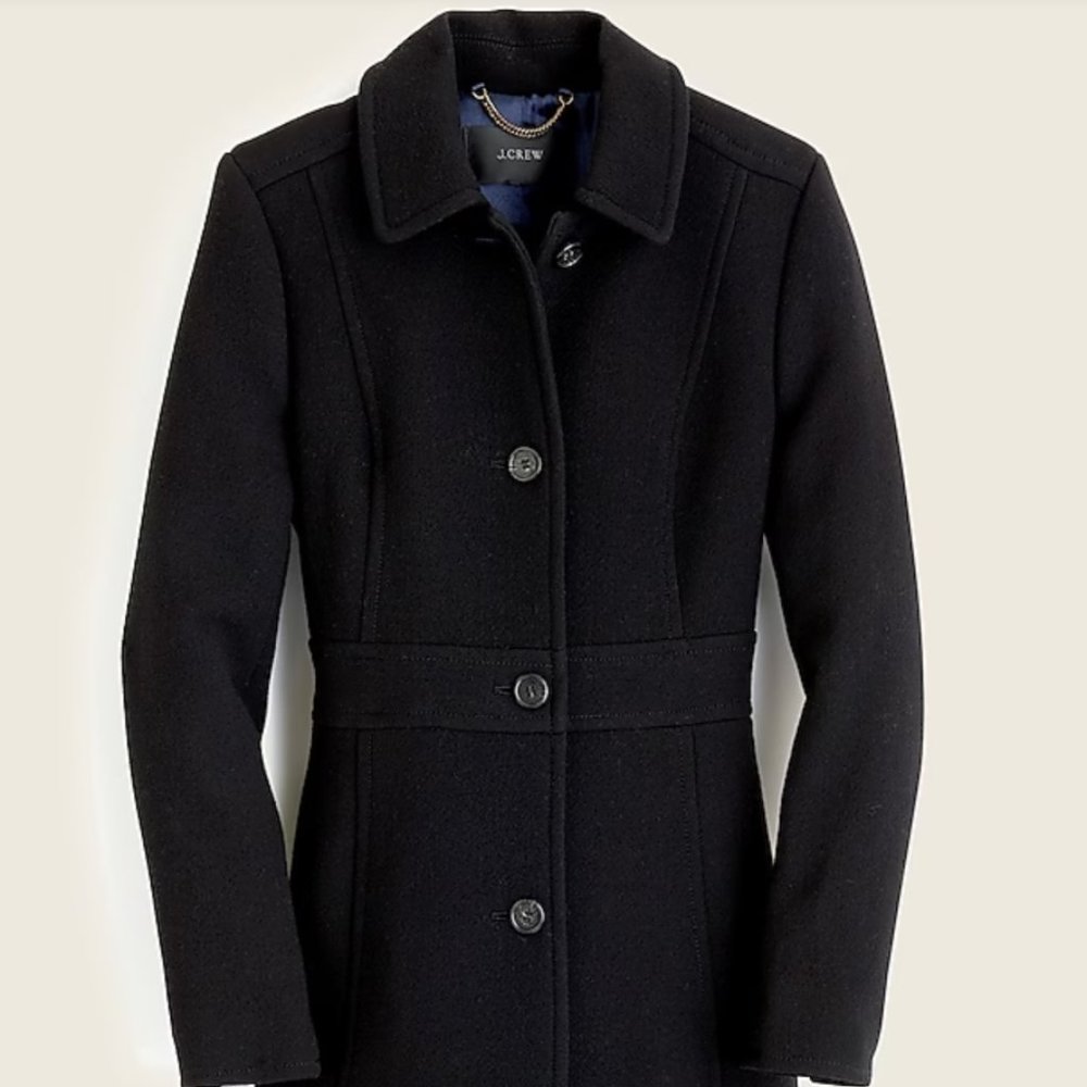 J Crew Classic Lady Day Coat Size 8 in Black NWT!